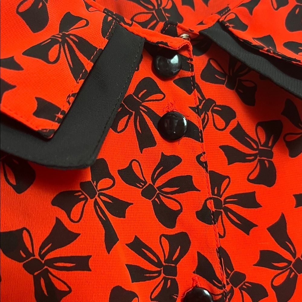 Vintage Josephine Red and Black Bow Blouse - Picture 5 of 10